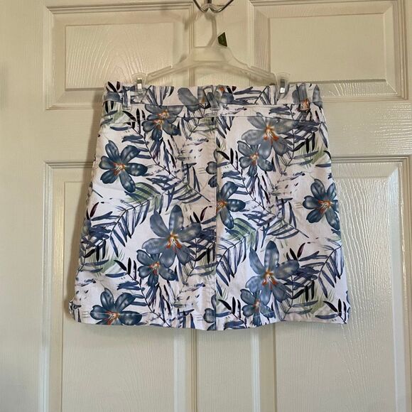 Westport Size 8 Skort Skirt Tropical Summer Wear Blue White Palm Tree - Picture 7 of 8